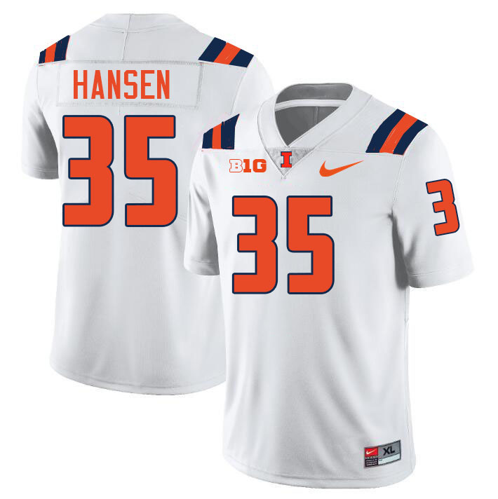 #35 Jake Hansen Illinois Fighting Illini Football Jersey,Uniforms-White